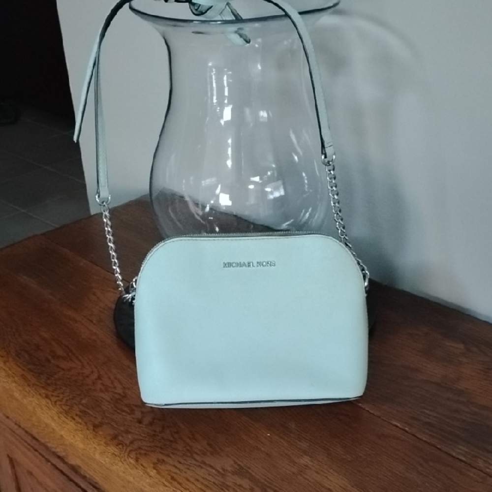 Michael Kors Blue Crossbody Bag with Textured Leather